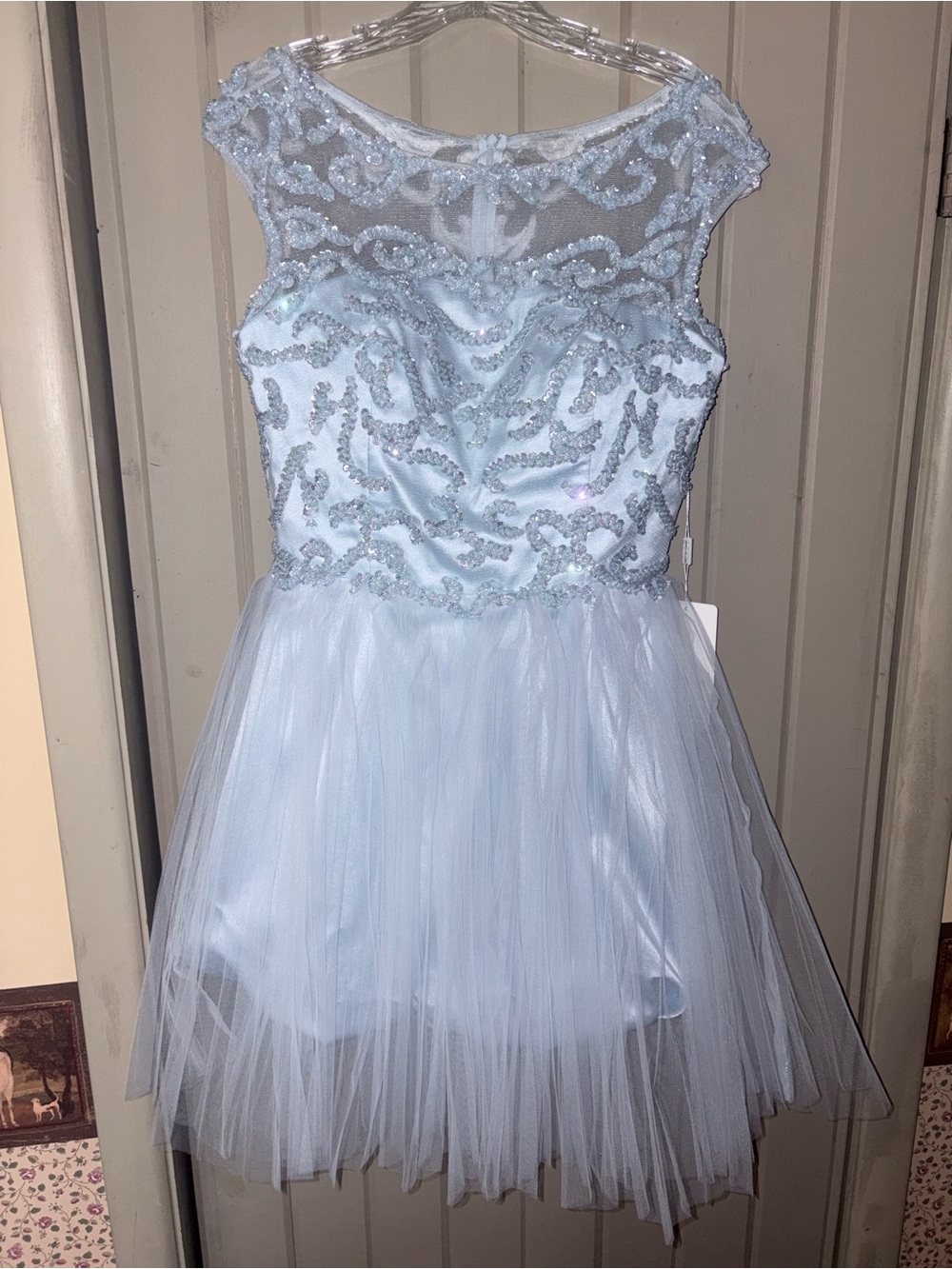 JJs House Light Blue Beaded Tulle Dress